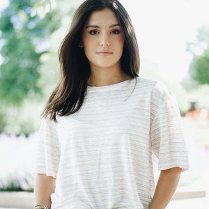 *NWT* Oversize Striped Linen Tee